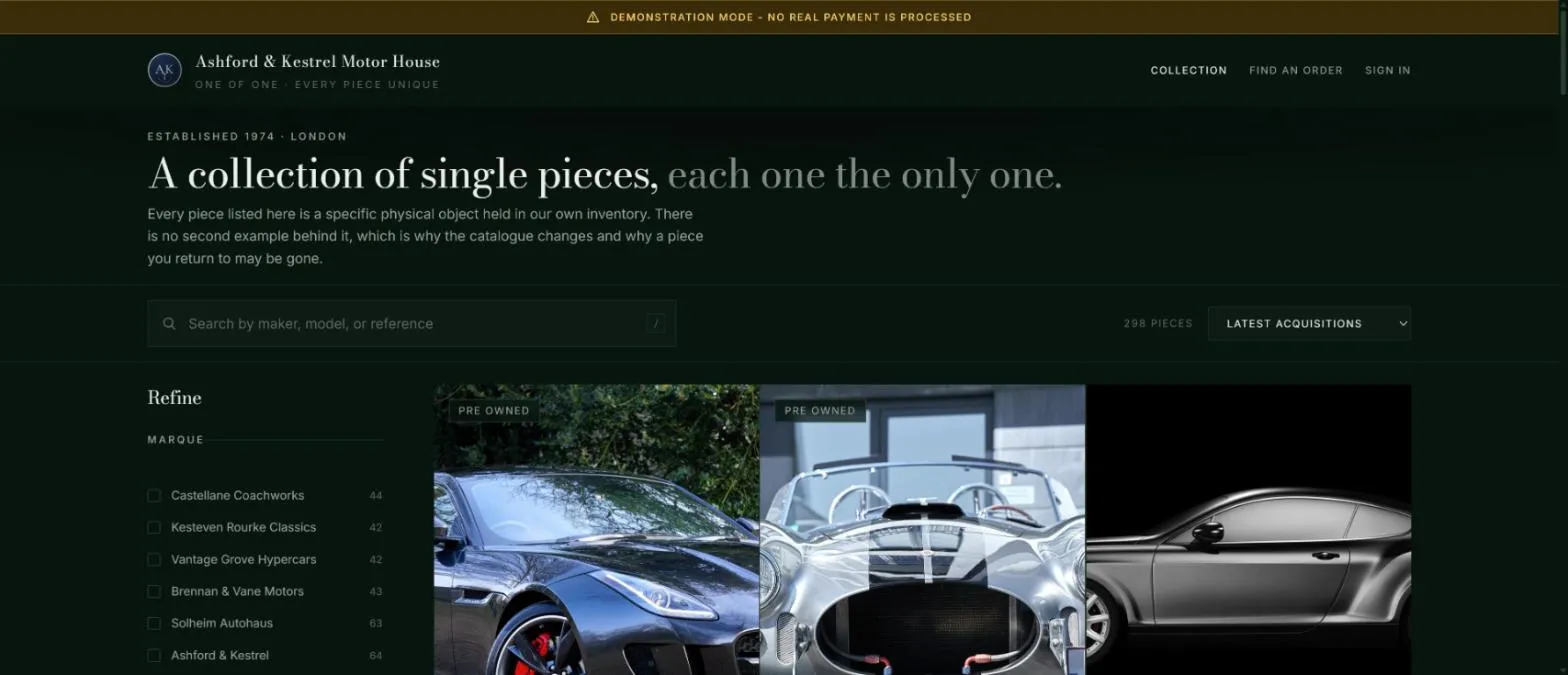 Screenshot of Ashford & Kestrel Motor House