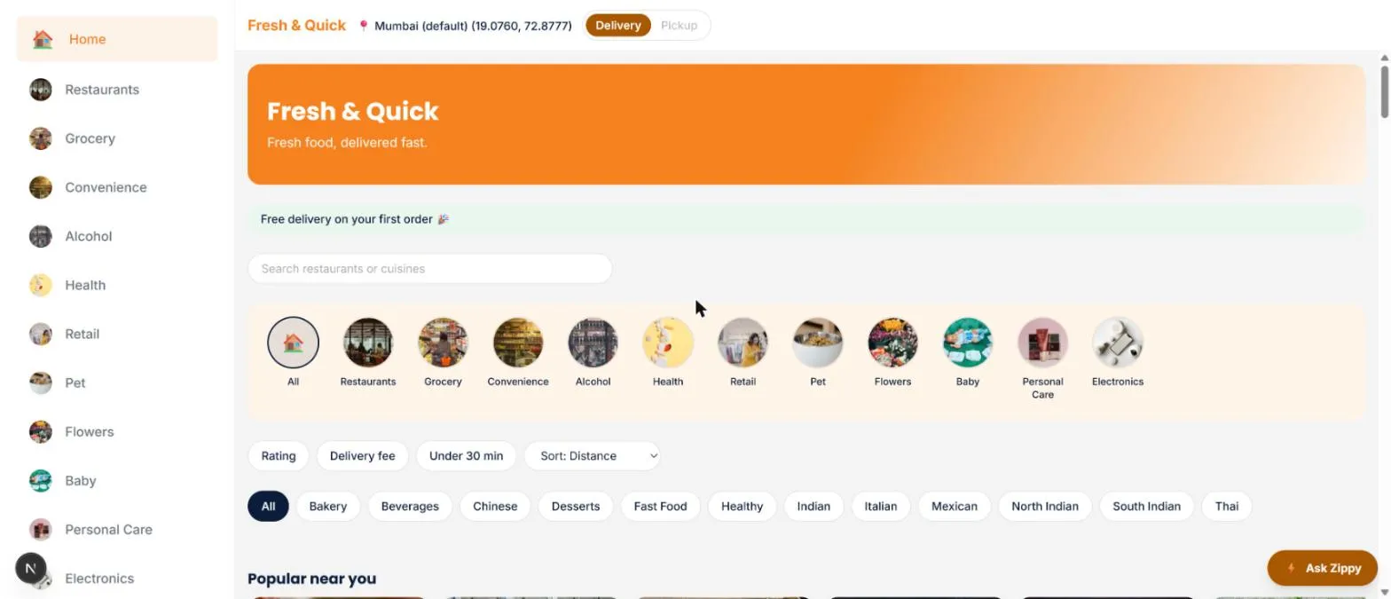 Screenshot of Food Delivery